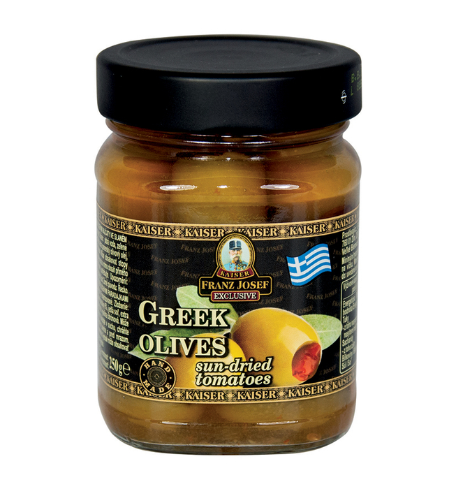 Greek olives stuffed with sundried tomatoes in brine Gaston, s.r.o.